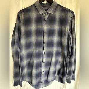 Men's Casual Button-Down Shirt - Blue Plaid